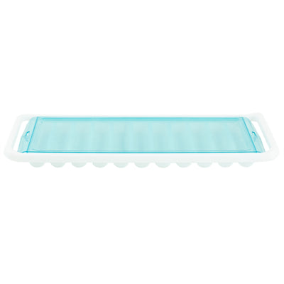3 of 5:Home Basics 11 Compartment Slim Plastic Stackable Ice Cube Tray with Snap-on Cover, Blue 