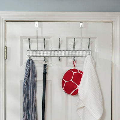 2 of 3:Patère de porte à 5 crochets en nickel satiné Home Basics, motif diamants 