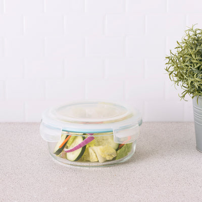 3 of 4:Home Basics 32 oz. Round Borosilicate Glass Food Storage Container 