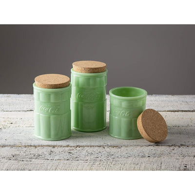 2 of 3:TableCraft's Coca-Cola Jadeite Medium Canister with Lid 4.5x 4.5x 7'', Green 