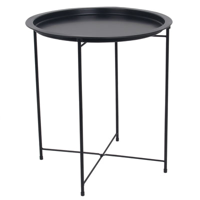 1 of 3:Home Basics Foldable Round Multi-Purpose Side Accent Metal Table, Matte Black 