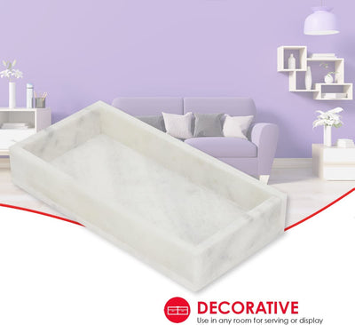 2 of 7:Home Basics Marble Vanity Tray, White & Grey, 12x6x2 Inches 