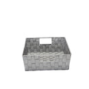 2 of 3:Simplify Large Lurex Striped Woven Storage Shelf Bin in Grey/Silver 