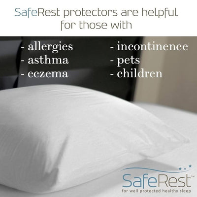 2 of 4:SafeRest Premium Waterproof Pillow Protector Encasement, White, Queen 