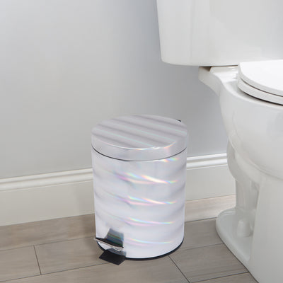 4 of 4:Poubelle ronde holographique à pédale Bath Bliss 