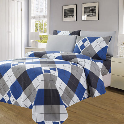 4 of 4:Essentials Bright 4 & 6 Piece Printed Wrinkle-Free Sheet Set, Urban Grid 