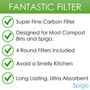 7 of 7:Spigo Round Replacement Compost Bin Carbon Filter Set, 4 Count, 5.25 Inches 