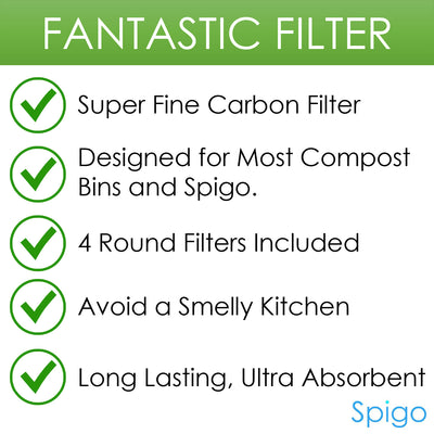 7 of 7:Spigo Round Replacement Compost Bin Carbon Filter Set, 4 Count, 5.25 Inches 