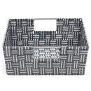 2 of 5:Grand bac de rangement Home Basics à rayures et sangles tissées, gris 