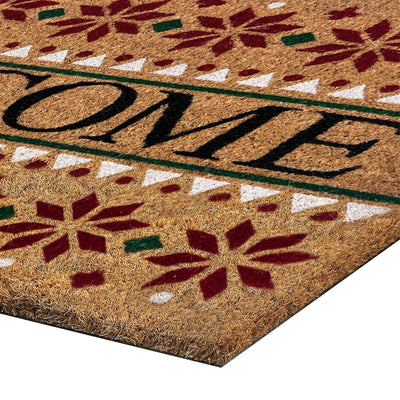 6 of 6:Achim Snowflake Welcome Non-Slip Coir Outdoor Mat, 18x30 Inches 