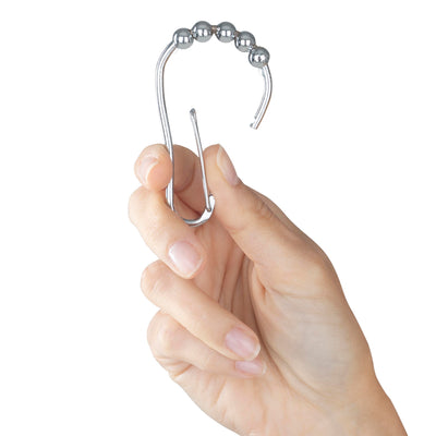 2 of 4:Bath Bliss - Paquete de 12 anillos enrollables para cortina de ducha con mosquetón en cromo 