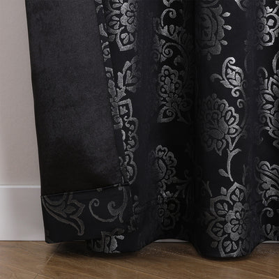 9 of 11:Silas Damask Metallic Grommet Room Darkening Window Panel, 52x84 Inches 