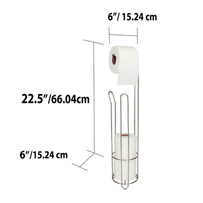 3 of 3:Distributeur de papier toilette sur pied robuste Home Basics, nickel satiné 