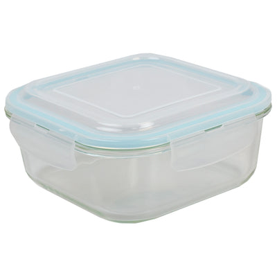 2 of 5:Récipient alimentaire carré en verre borosilicaté Home Basics de 1 134 g avec couvercle verrouillable en plastique étanche et hermétique 