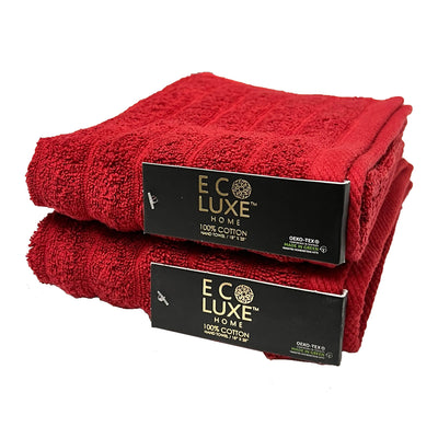 1 of 4:ECO LUXE 2-Pack Ribbed Cotton Hand Towel, 18x28 Inches 