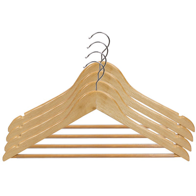 1 of 5:Home Basics Non-Slip 5 Pack Wood Hangers with Swivel Hook, Natural 