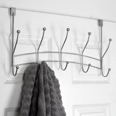 1 of 5:Home Basics Shelby 5 Hook Over the Door Hanging Rack, Silver 