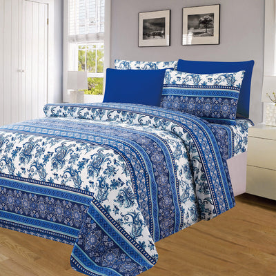 4 of 4:PREMIUS Mykonos Wrinkle-Free Microfiber Sheet Set, Blue 