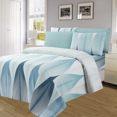 3 of 4:Premium Bright 4 & 6 Piece Wrinkle-Free Sheet Set, Modern Leaf 