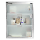 3 of 3:Home Basics 3 Shelf Frosted Glass Surface Mount Medicine Cabinet with Keys, Silver 