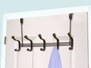 1 of 5:Home Basics 5 Dual Hook Over the Door Steel Organizing Rack, Bronze 