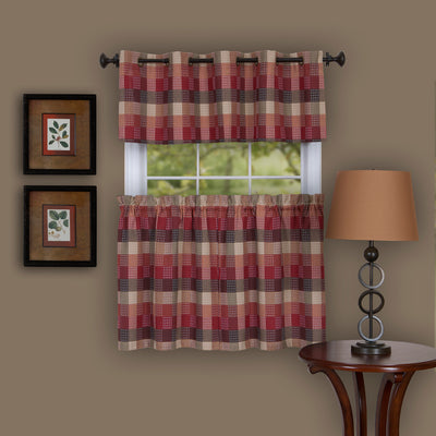 1 of 1:Harvard - Window Curtain Tier Pair - 57x36 Burgundy 