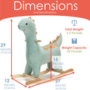 7 of 8:JOON Bronty Ride-On Dinosaur Rocking Horse with Sound Effects, Green-Brown 