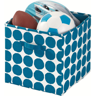 1 of 4:InterDesign Dot Cubo de almacenamiento de tela con asas laterales dobles, azul, 13 x 13 x 13 pulgadas 