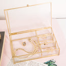 4 of 4:Home Details Vintage 4 Compartment Glass Keepsake Box, Gold, 7.9x 