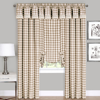 3 of 4:Panel de cortina para ventana Buffalo Check - 42x95 - Taupe 