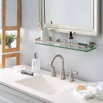 4 of 4:Neu Home Estante de Vidrio con Barra en Níquel 
