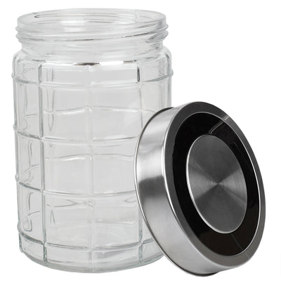 3 of 7:Home Basics Chex Collection 37 oz. Medium Glass Canister with Stainless Steel Lid 