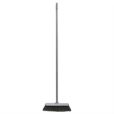 1 of 3:Balai-brosse coudé à chevrons Home Basics, gris 