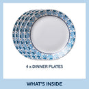 2 of 4:Corelle Everyday Expressions Dining Plates Set, Service for 4, Azure Medallion 