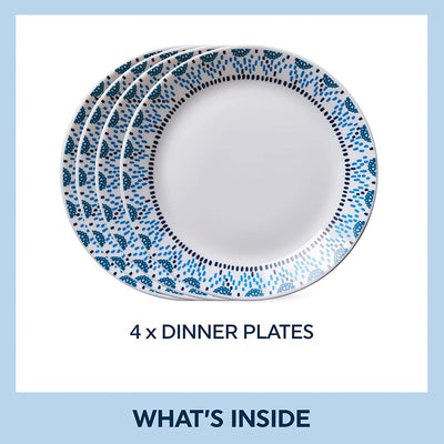 2 of 4:Corelle Everyday Expressions Dining Plates Set, Service for 4, Azure Medallion 