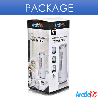 7 of 7:Ventilador minitorre delgado oscilante de escritorio Arctic-Pro, blanco, 12 pulgadas 