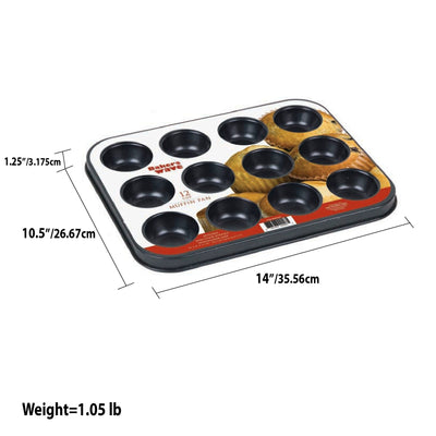 3 of 3:Home Basics Non-Stick 12 Cup Muffin Pan 