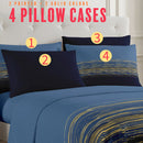 18 of 28:PREMIUS Leo Soft Wrinkle-Free Microfiber Sheet Set, Navy-Gold 