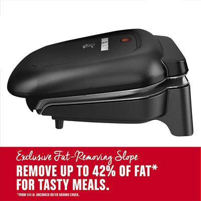 3 of 8:George Foreman GR0040B Parrilla clásica para 2 porciones, color negro 