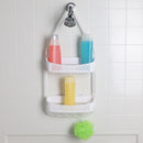 4 of 4:Home Basics Carrito de ducha de plástico perforado de 2 niveles con ventosas, color blanco 