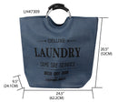6 of 6:Home Basics Deluxe Laundry Canvas Hamper Tote with Soft Grip Handles, Navy 