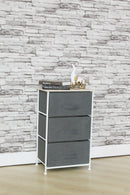 1 of 3:Home Basics 3 Drawer Fabric Dresser Rolling Storage Cart with Wood Top, Grey 