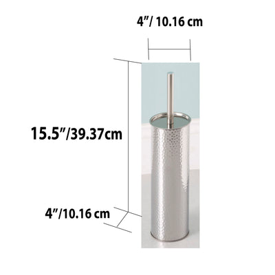 3 of 3:Home Basics Hammered Stainless Steel Toilet Brush Holder 