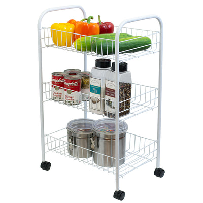 1 of 6:Home Basics Carrito de cocina multiusos de metal con ruedas, color blanco 