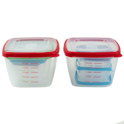 3 of 4:Home Basics 16 Piece Nesting Plastic Food Storage Container Set with Multi-Color Snap-On Lids 