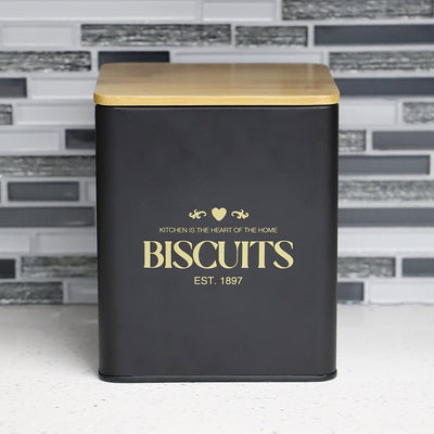 5 of 5:Boîte à biscuits Home Basics Bistro 1,7 l avec couvercle en bambou, noire 
