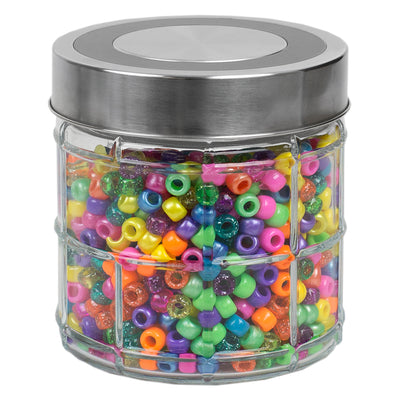 3 of 7:Home Basics Chex Collection 22 oz. Small Glass Canister with Stainless Steel Lid 