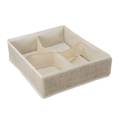 1 of 2:Simplify 4 Compartment Drawer Organizer in Faux Jute 