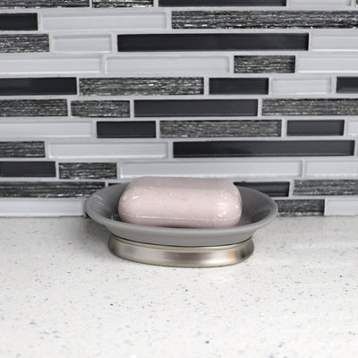 3 of 3:Home Basics Rubberized Plastic Countertop  Pedestal Soap Dish with  Non-Skid Metal Base 