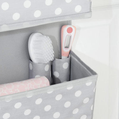 3 of 3:InterDesign jr Dot Fabric - Almacenamiento para colgar sobre la puerta con 3 bolsillos, gris y blanco, 13 x 4,5 x 36 pulgadas 